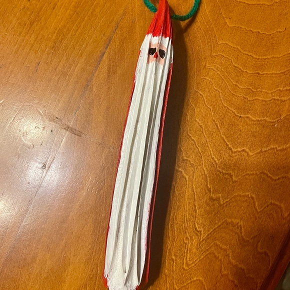 HAND PAINTED homemade Dried Okra Santa Ornament approx.9" - old fashioned charm! - Picture 6 of 6